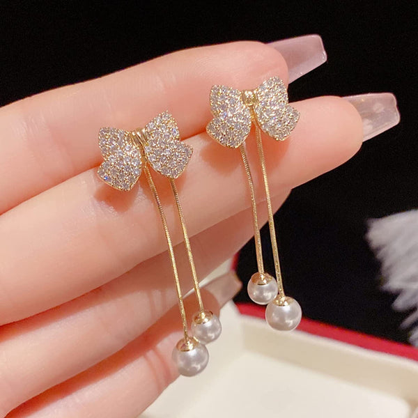 Elegant Bow Style Zircon Earings
