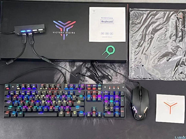 Teamwolf 3-in-1 Mechanical Gaming Combo | RGB Backlit 104 Keys Mechanical Keyboard